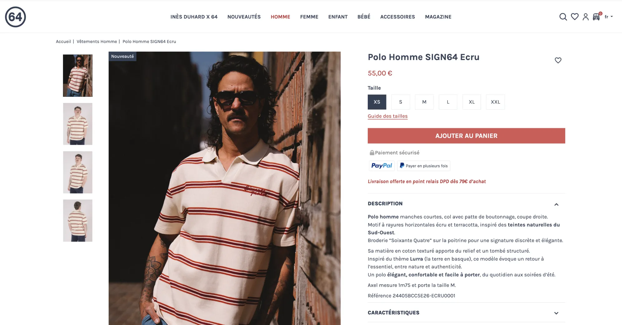 Image d'une page produit du site 64 (Benchmark)