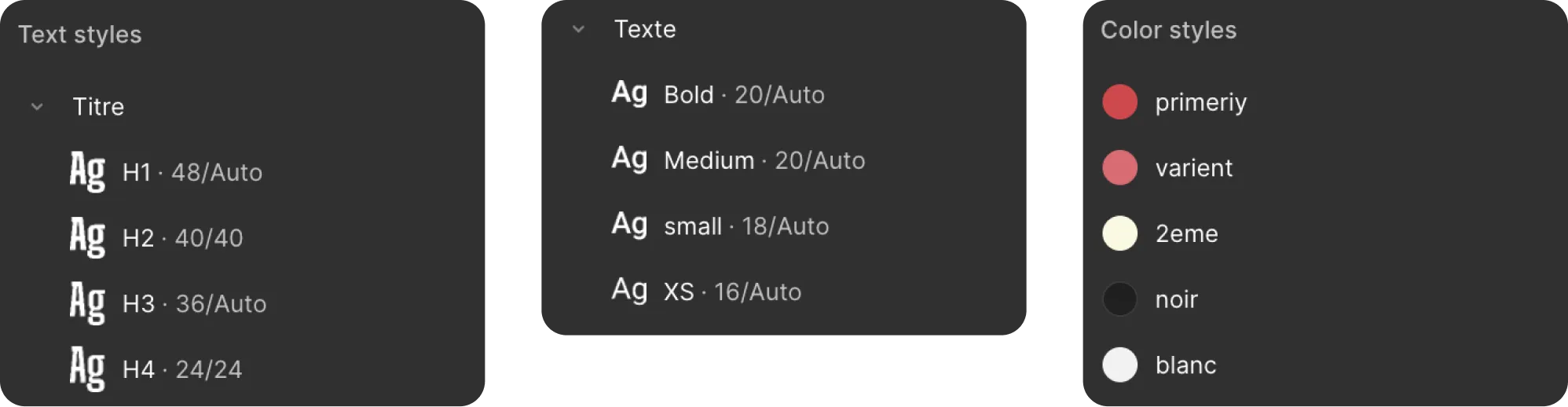 Styles globaux de textes et de couleurs sur Figma