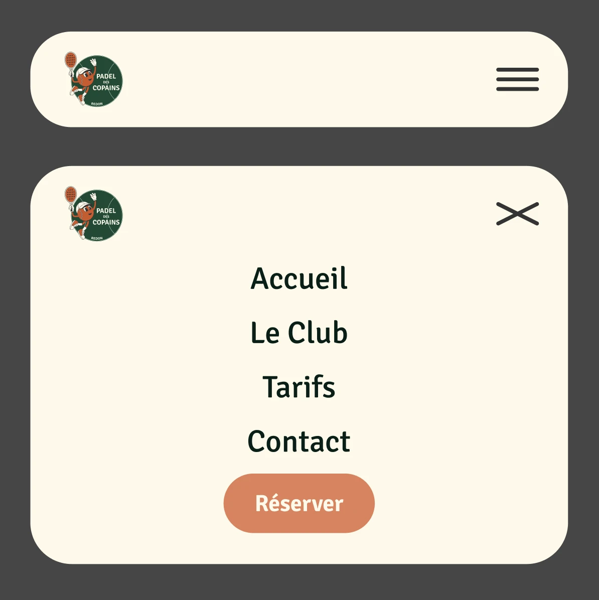Menu Mobile (Fermé / Ouvert)