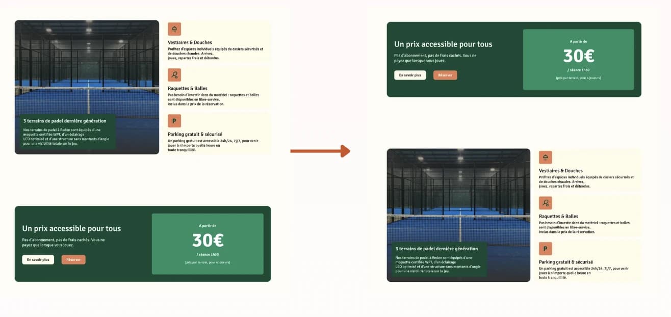 Arbitrages et tests utilisateurs (Section Tarifs)